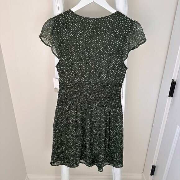 BP Smocked Waist Chiffon Mini Dress Green Sz XS - Picture 6 of 11